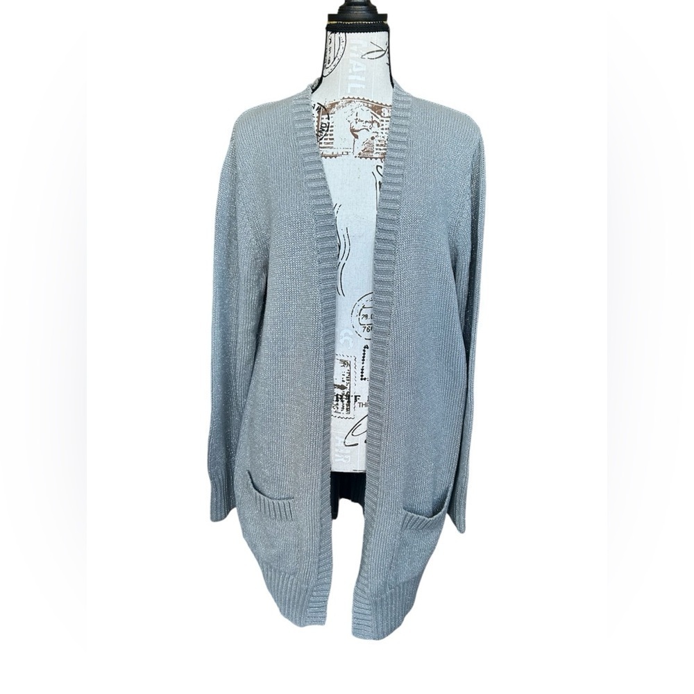 Old Navy long gray with metallic silver cardigan size XL